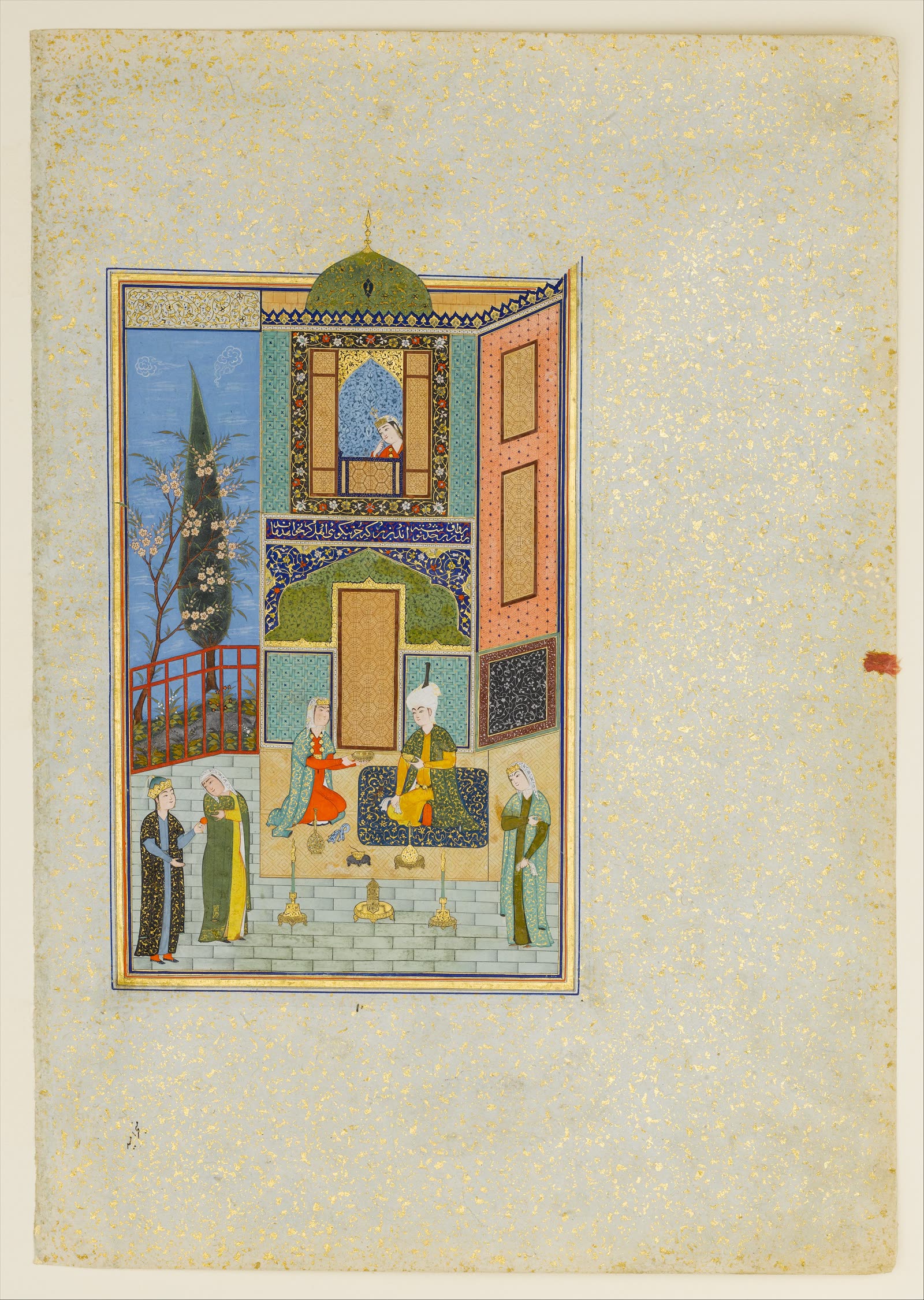 "Bahram Gur in the Green Palace on Monday", Folio 224 from a Khamsa (Quintet) of Nizami of Ganja