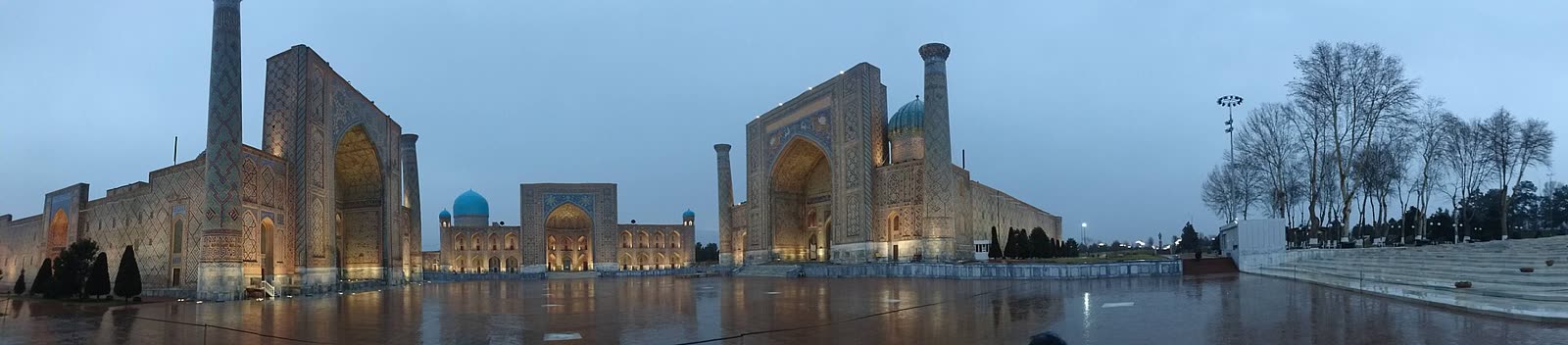 Registan square at night Samarkand