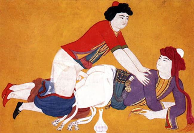 An ottoman miniature from the book Sawaqub al-Manaquib depicting Homosexuality