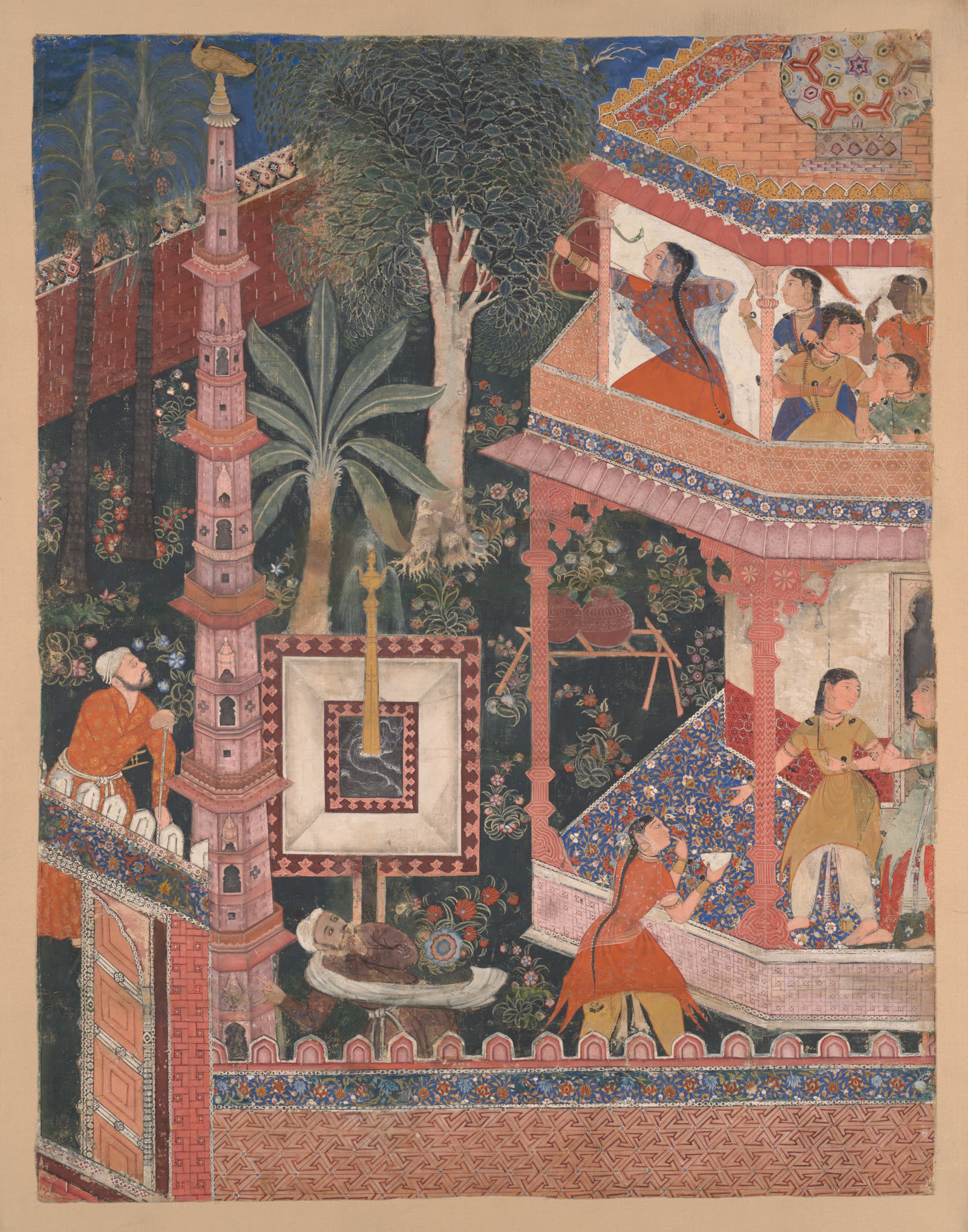 "Mihrdukht Aims her Arrow at the Ring," Folio from the Hamzanama (The Adventures of Hamza)