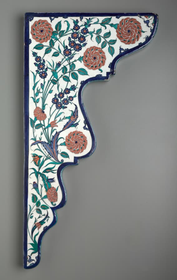 Tile Spandrel with Floral Sprays